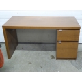 Brown Straight Desk w Built in Pencil Drawer and Storage Space